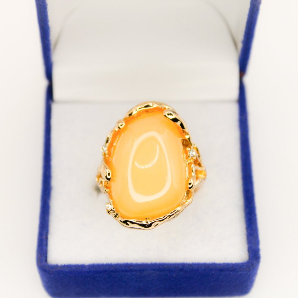 Park Lane Bellini Ring Gold Coral Wrapped Peach Cabochon